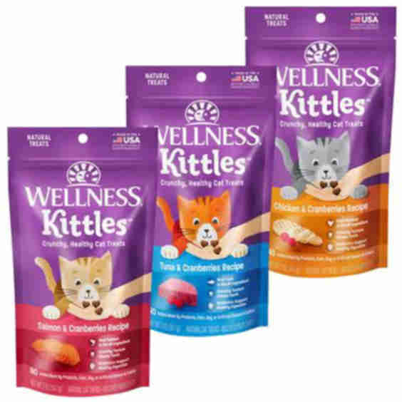 Kittles Natural Grain-Free Chicken & Cranberries Crunchy Cat Treats, Tuna & Cranberries & Salmon & Cranberries Flavors - Variety Pack