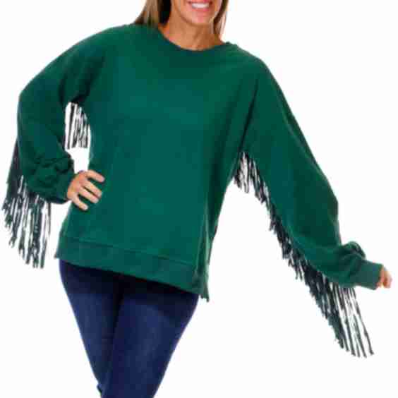 Solid Fringe Sweatshirt