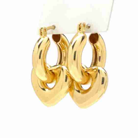 Chunky Heart Charm Hoop Earrings