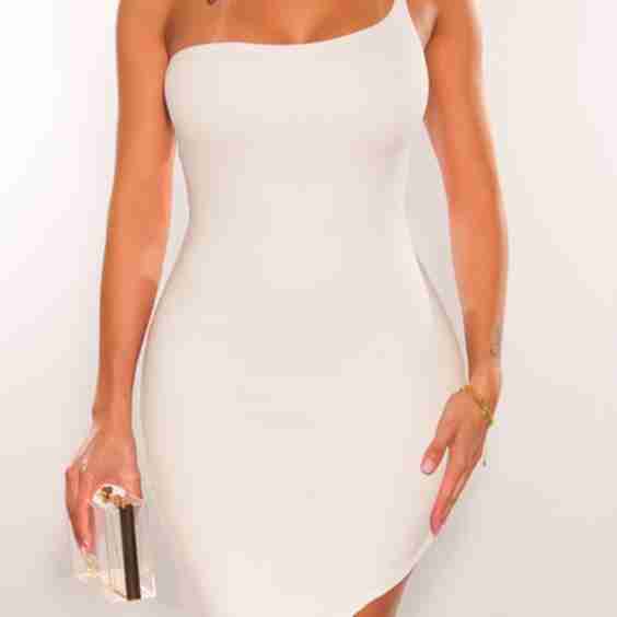 Gold Chain One Shoulder Asymmetrical Dress