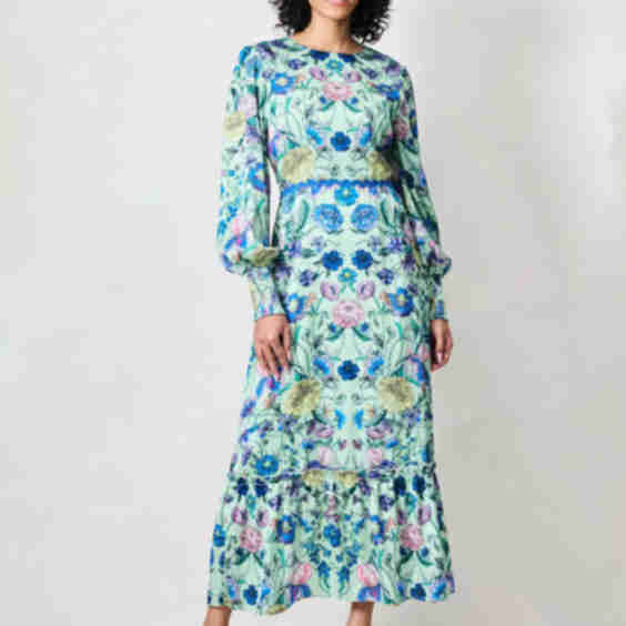 The Forest Satin Floral Midi Dress