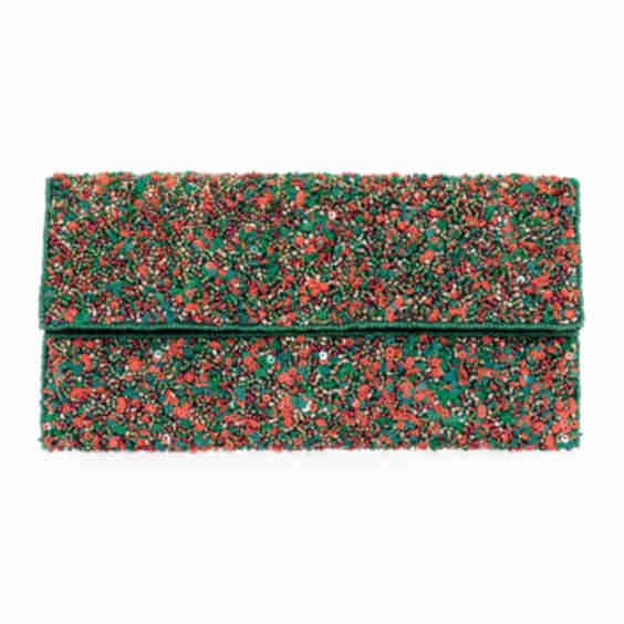 Half Flap Beaded Clutch