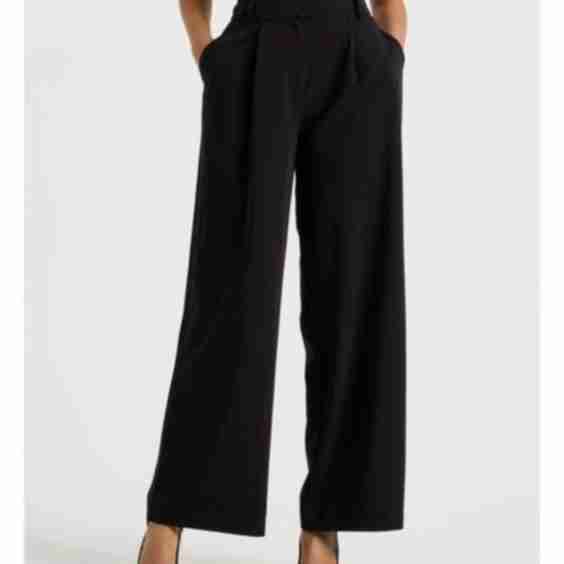 Elastic Back Wide Leg Tailored Pant