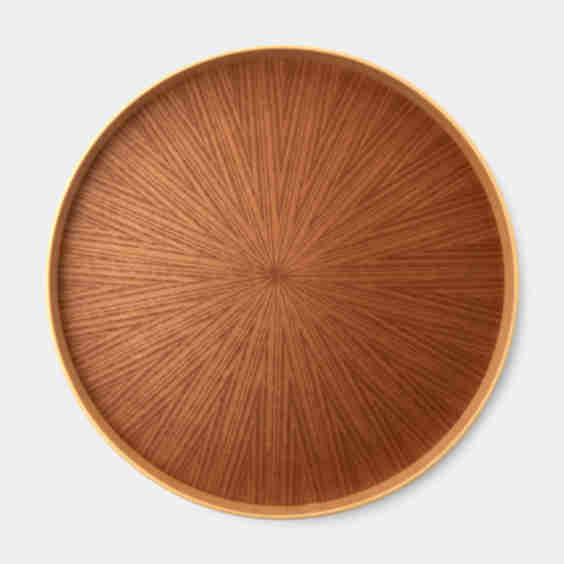 Rays Zelkova Wood Round Tray 11 in 28 Cm