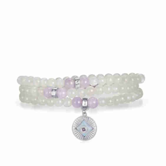 Five Elements Metal/ Sterling Healing Moonstone Aura Pendant Three Layered Crystal Bracelet & Necklace