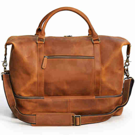Leather Weekend Bag with Suit Compartment