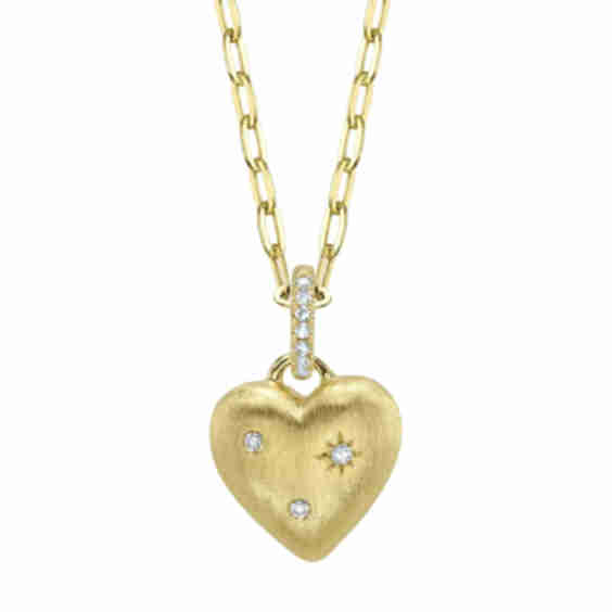 Round Cut Heart Charm Necklace