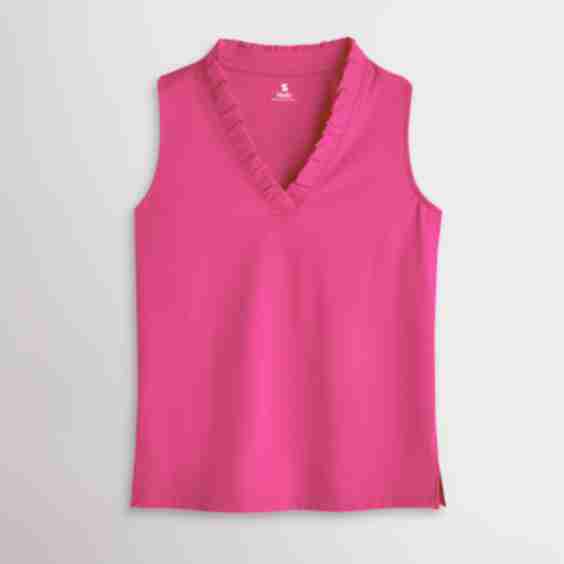 Ruffle V-Neck Sleeveless Polo Shirts