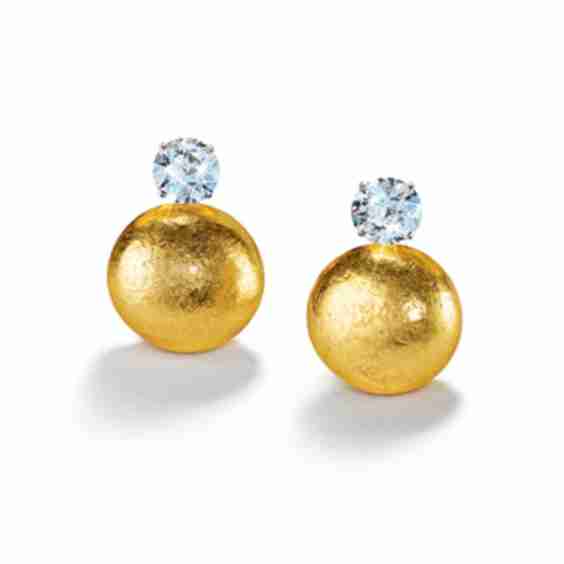 Bouton Earclips Earrings In Diamond And Gold