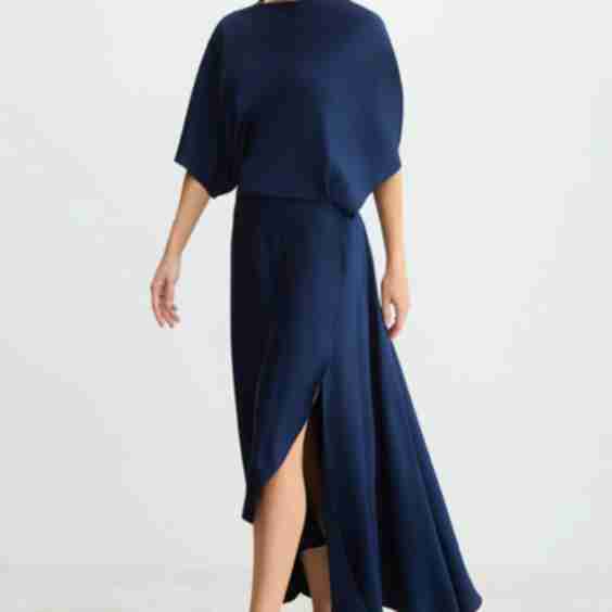 Flowy Midi Dress With Wrap Skirt