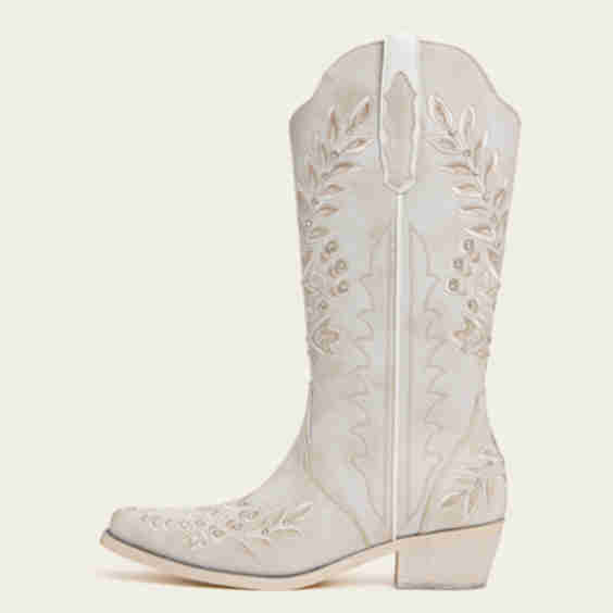 The Grace - Western Boots with Embroidered Floral and Rhinestone Accents