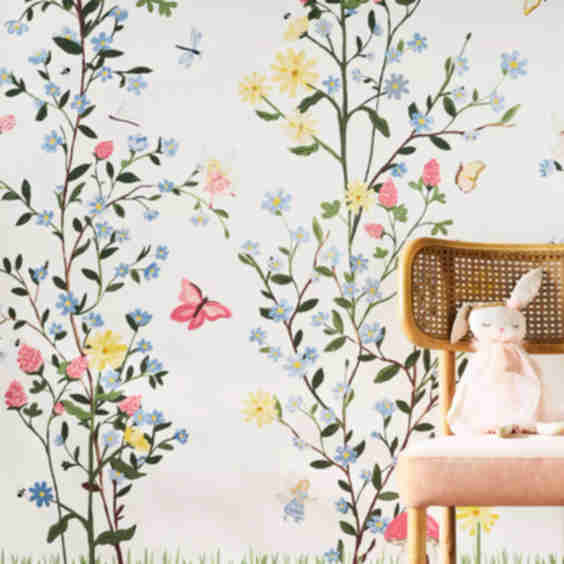 Fairytale Floral Butterfly Wallpaper