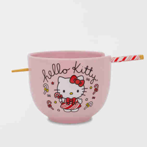 Hello Kitty Holiday Ramen Bowl And Chopstick Set