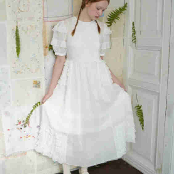 Victorian Style Ruffled Ramie Dress