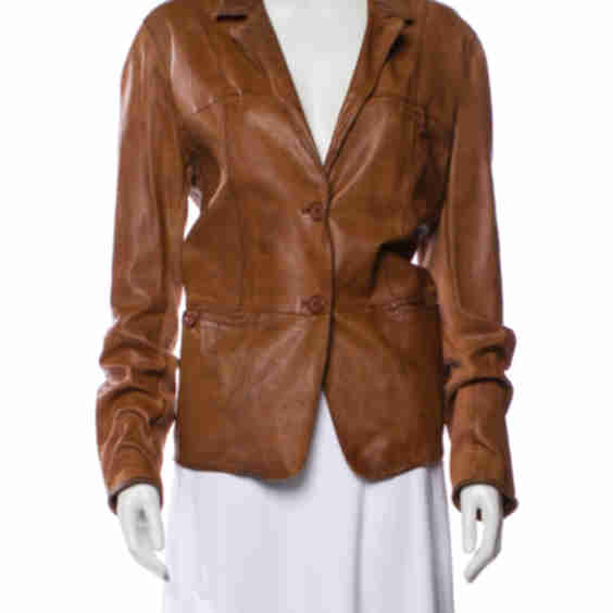 Leather Pointed Collar Jacket (Pre-Owned)