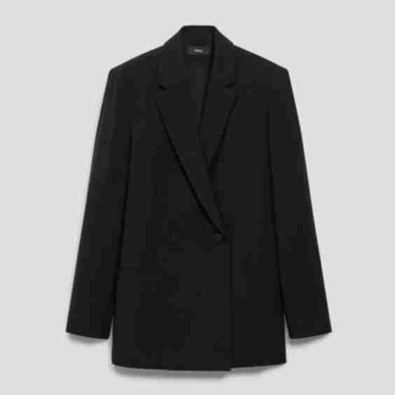 Relaxed Double-Breasted Blazer in Admiral Crepe