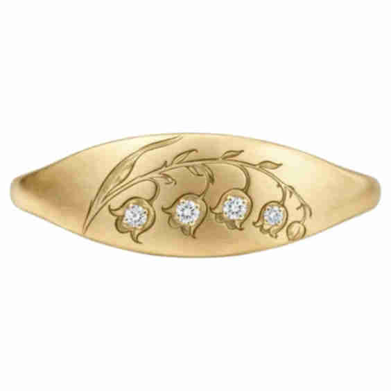 Lily of the Valley Botanical Signet Ring (Pre-Owned)