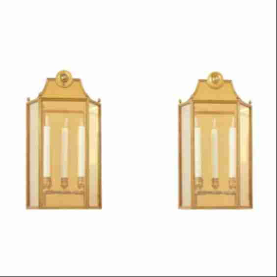 Pair of Heavy Gilt Wall Scones With Three Lights