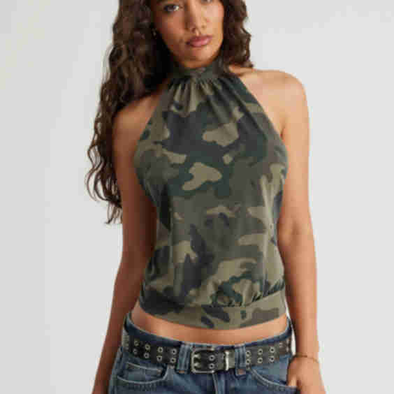 High Neck Backless Halter Top
