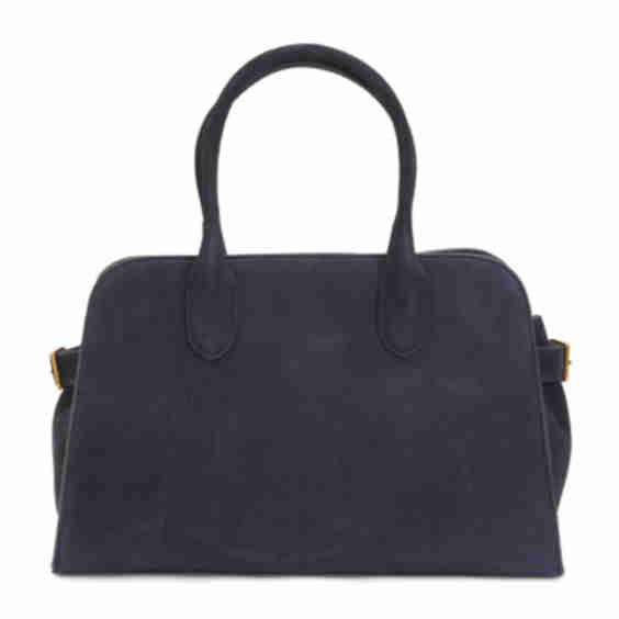 Suede Large Double Handle Satchel With Metal Feet
