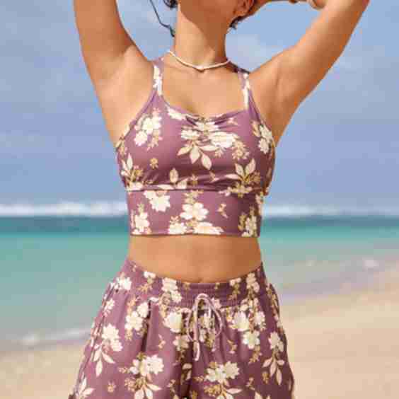 Vintage-Inspired Crossback High-Waisted Bikini Top with Boy Short Set