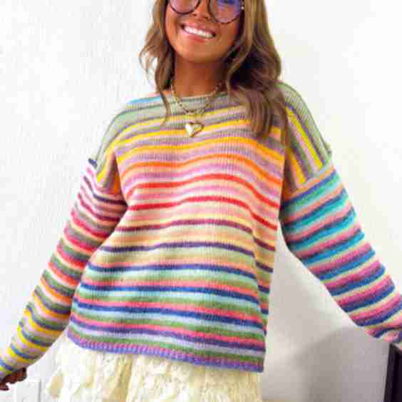 Painted Knit Rainbow Sweater