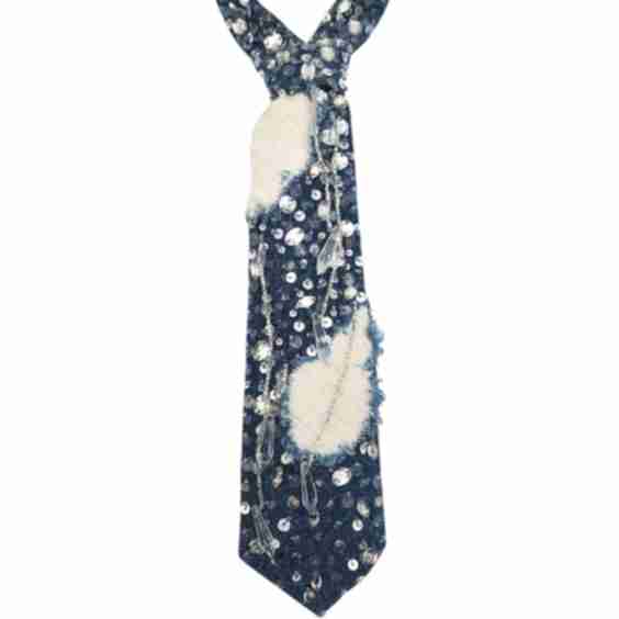 The Denim Crystal Frayed Petite Necktie