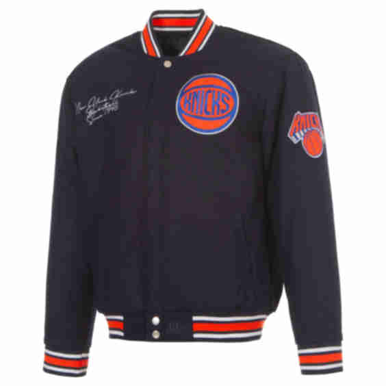 New York Knicks Navy Reversible Wool Full-Snap Jacket