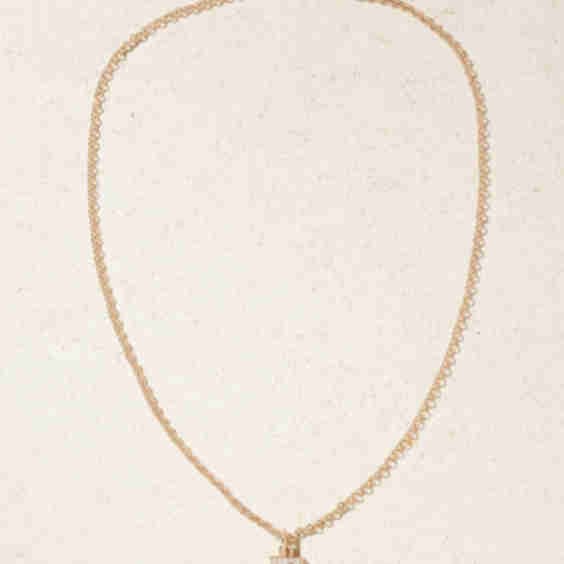 Initial Charm 14-Karat Gold Diamond Necklace