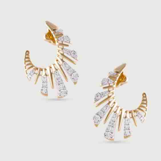 Laser Glam Gold And Diamond Stud Earrings