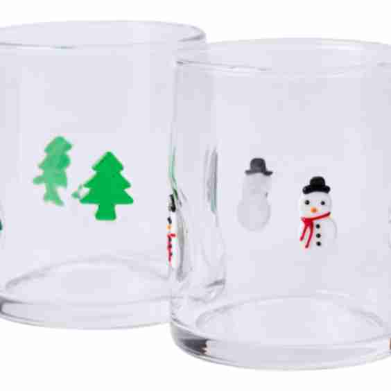 Santa's Workshop Collection Christmas Tree & Snowman Glass Icon Glasses Set, 2-pk