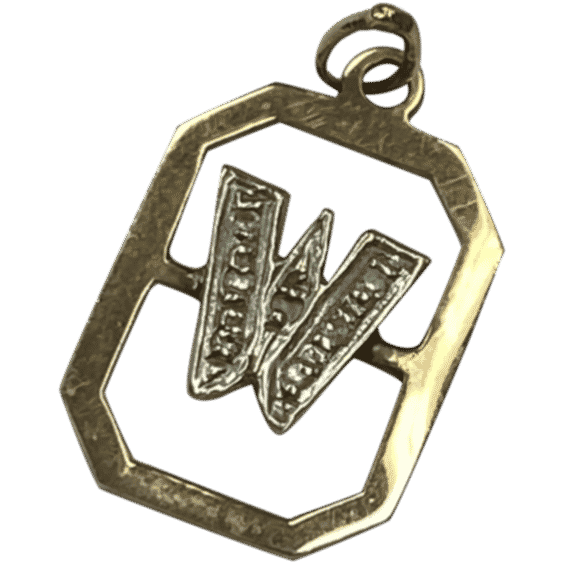 Letter W Vintage Pendant Charm 14K Two-Tone Gold Diamond Accent