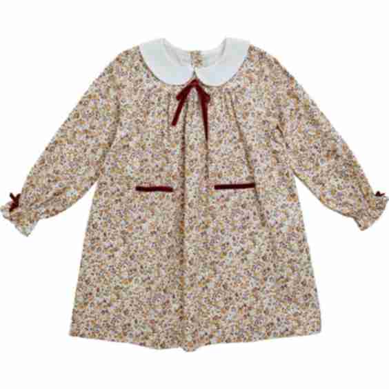 Baby Leela Floral Peter Pan Collar Long Sleeve Dress