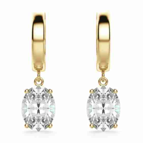 Oval Cut Solitaire Drop Earrings Moissanite
