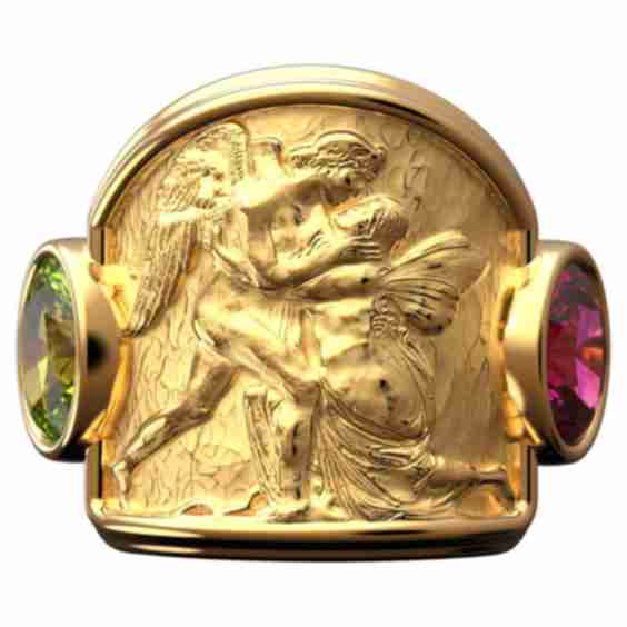 Love and Psyche Sculptural 18k Gold Ring