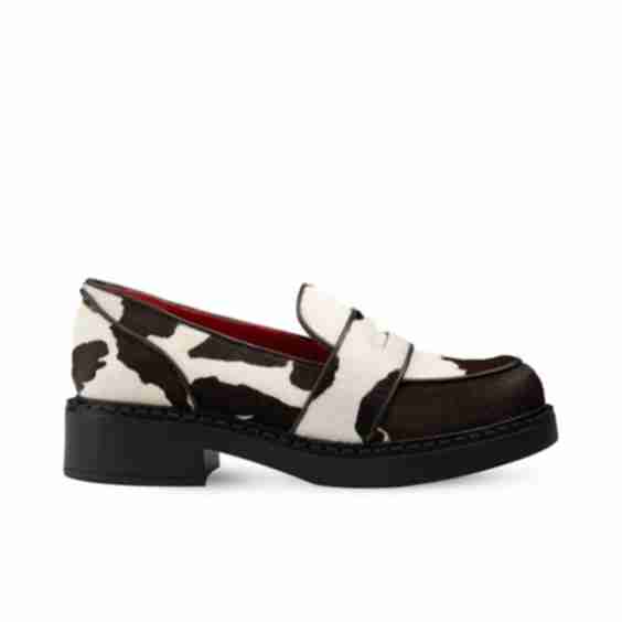 Stratford Cow Print Calf Hair Loafers By Rosamund Muir London