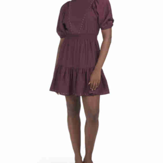 Tiered Mini Dress with Studs