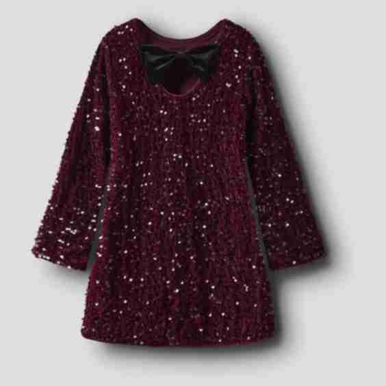 Velvet Bow Detail Sequin Dress