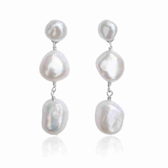 Laila Three Pearl Drop Sterling Silver Earrings