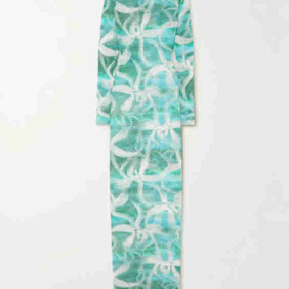 High Tide Floral-Print Stretch Recycled-Tulle Maxi Dress