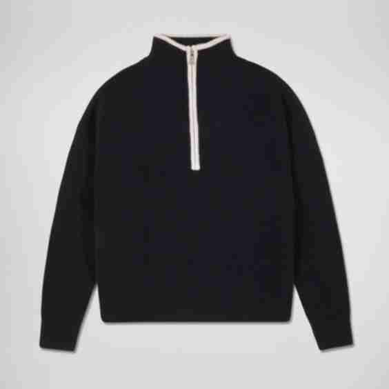 Zip Neck Sweater with Contrast Trims