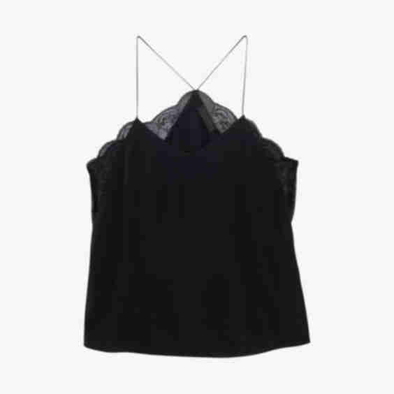 Lace Trim Silk Camisole Top