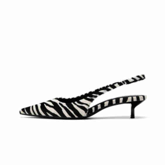 Pony Hair Pointed-Toe Classic Slingback Kitten Heels