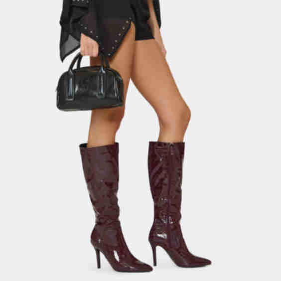 Avery Pointed Toe Stiletto Heel Knee High Long Boot