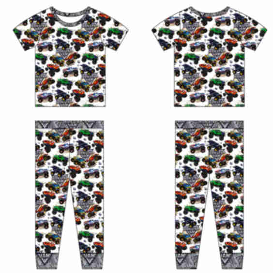 Monster Trucks 2 Piece Short Sleeve and Pants Pajamas