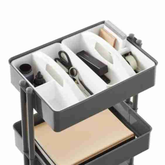 3-Tier Cart Divided Caddies with Handles