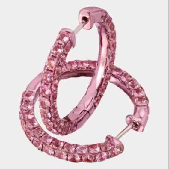  Sapphire Large Three Sided Hoop Earrings