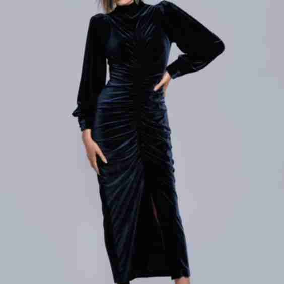 Velvet Ruched Evening Dress