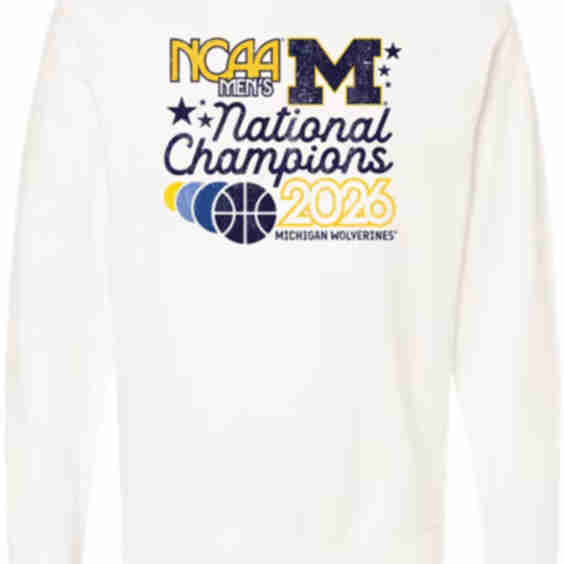 Michigan Wolverines Mens Ivory 2026 Mens Basketball National Champions Banners Crew Sweatshirt