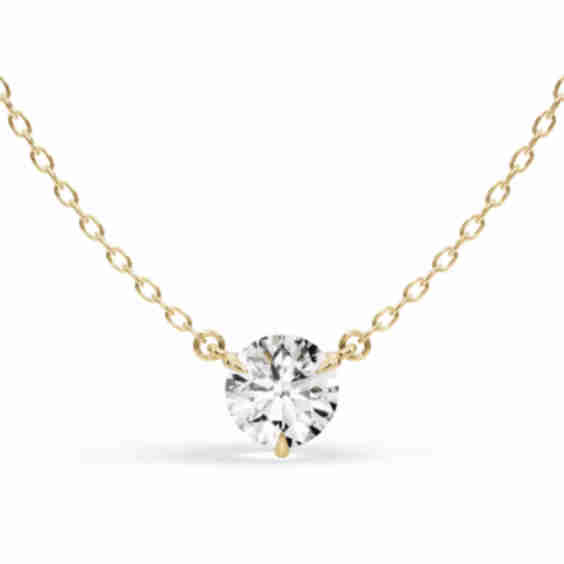  3-Prong Lab Diamond Solitaire Necklace